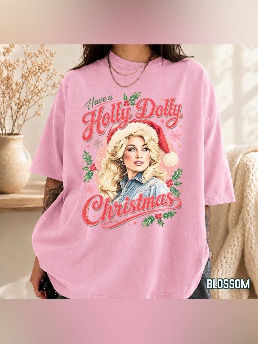 Dolly Parton Tribute Shirt, Have A Holly Dolly Christmas Portrait Comfort Color